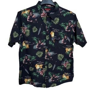 Rambo Button Down Shirt Men's L Short Sleeve Floral Hawaiian Middle Of Beyond